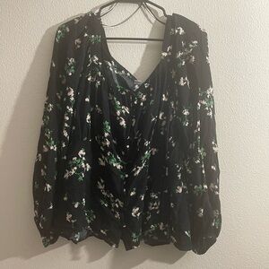 Floral Black Blouse
